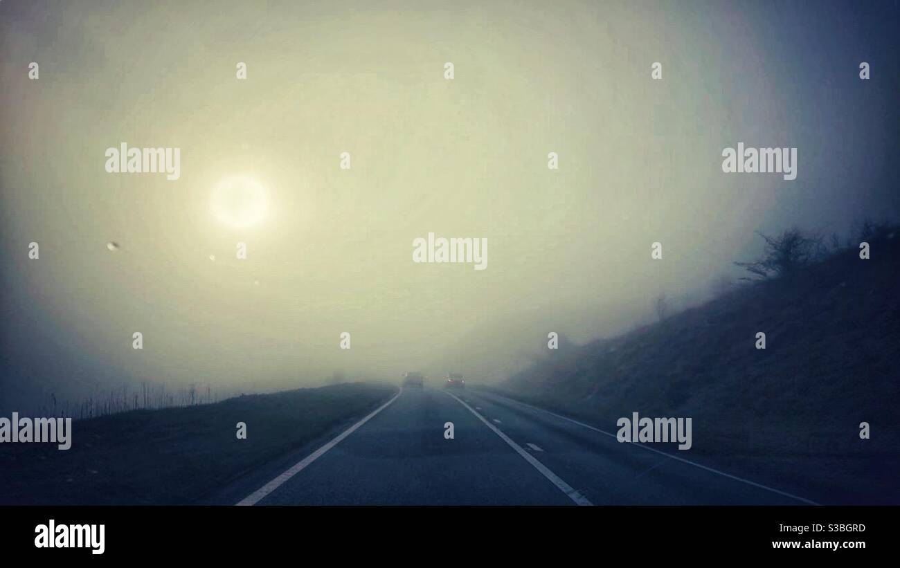 Photograph of misty road hi-res stock photography and images - Alamy