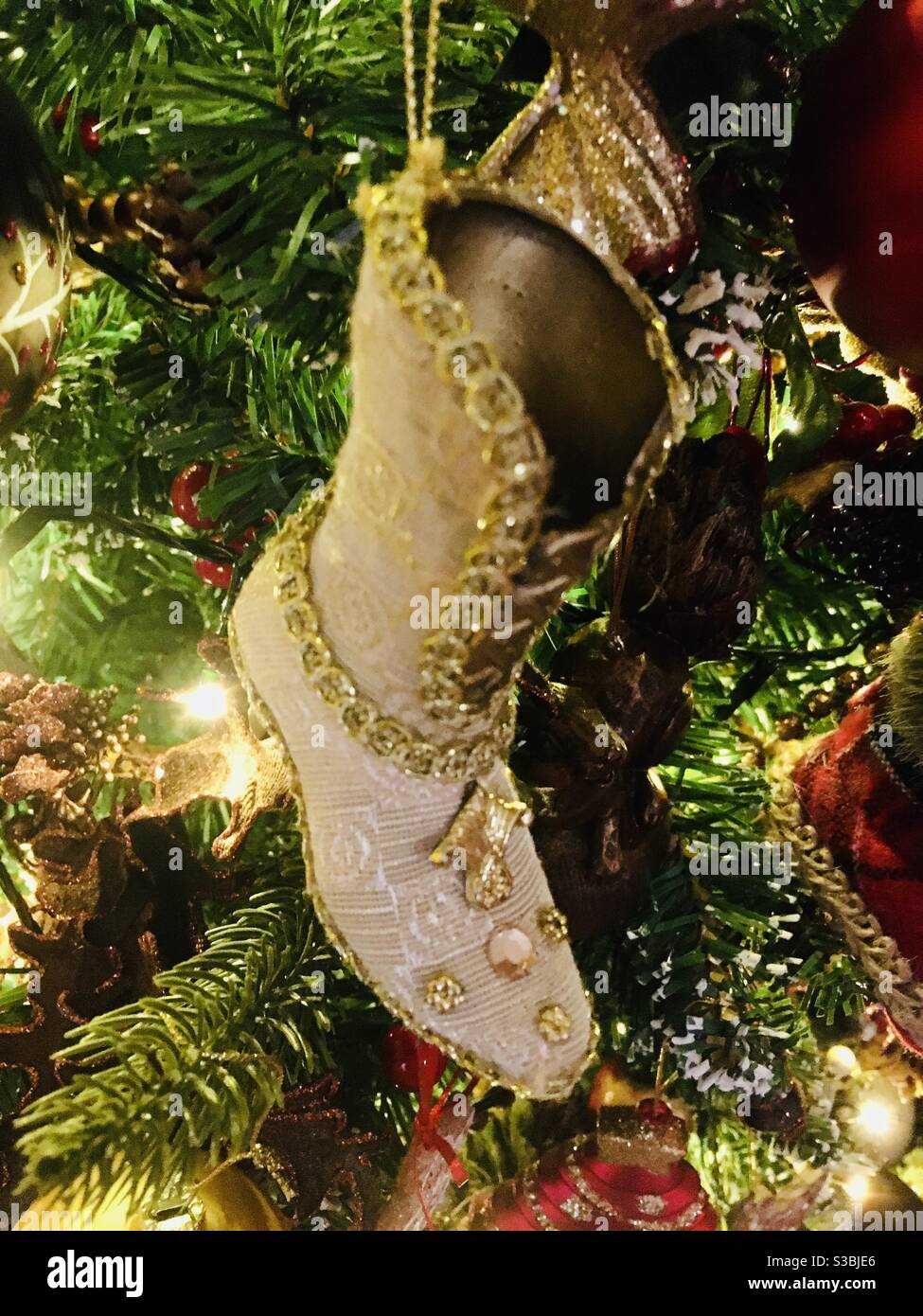 Victorian style Christmas tree decoration- Victorian style boot Stock Photo