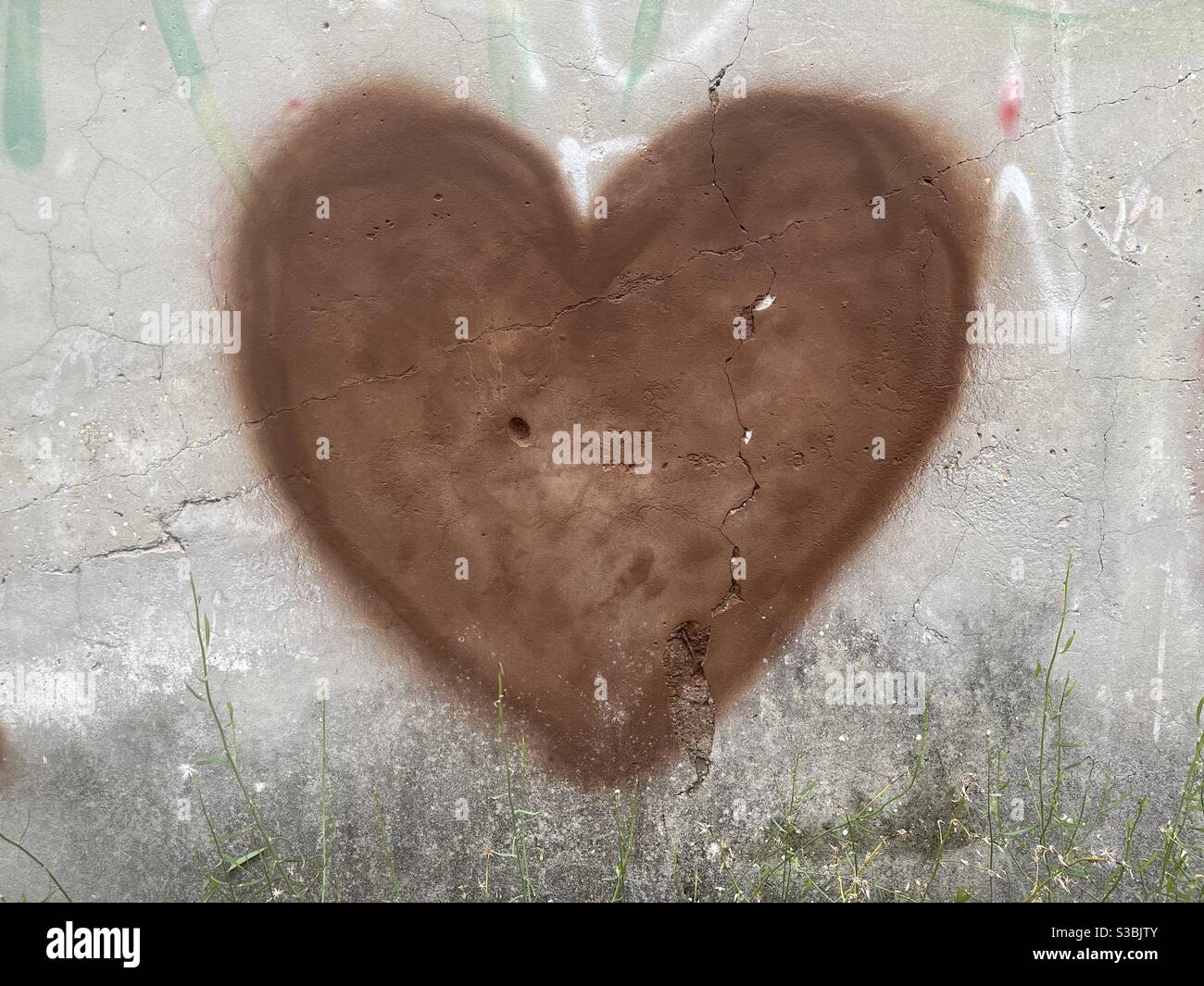 Brown heart design, street art Stock Photo