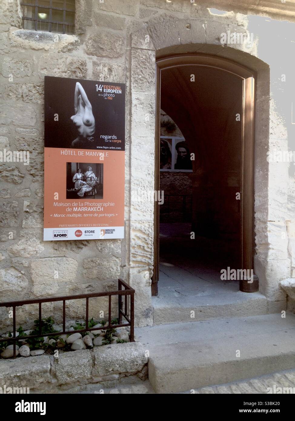 Photography exhibit of Moroccan photography, Les Baux-de-Provence, France. - Smartphone Captured Stock Image
