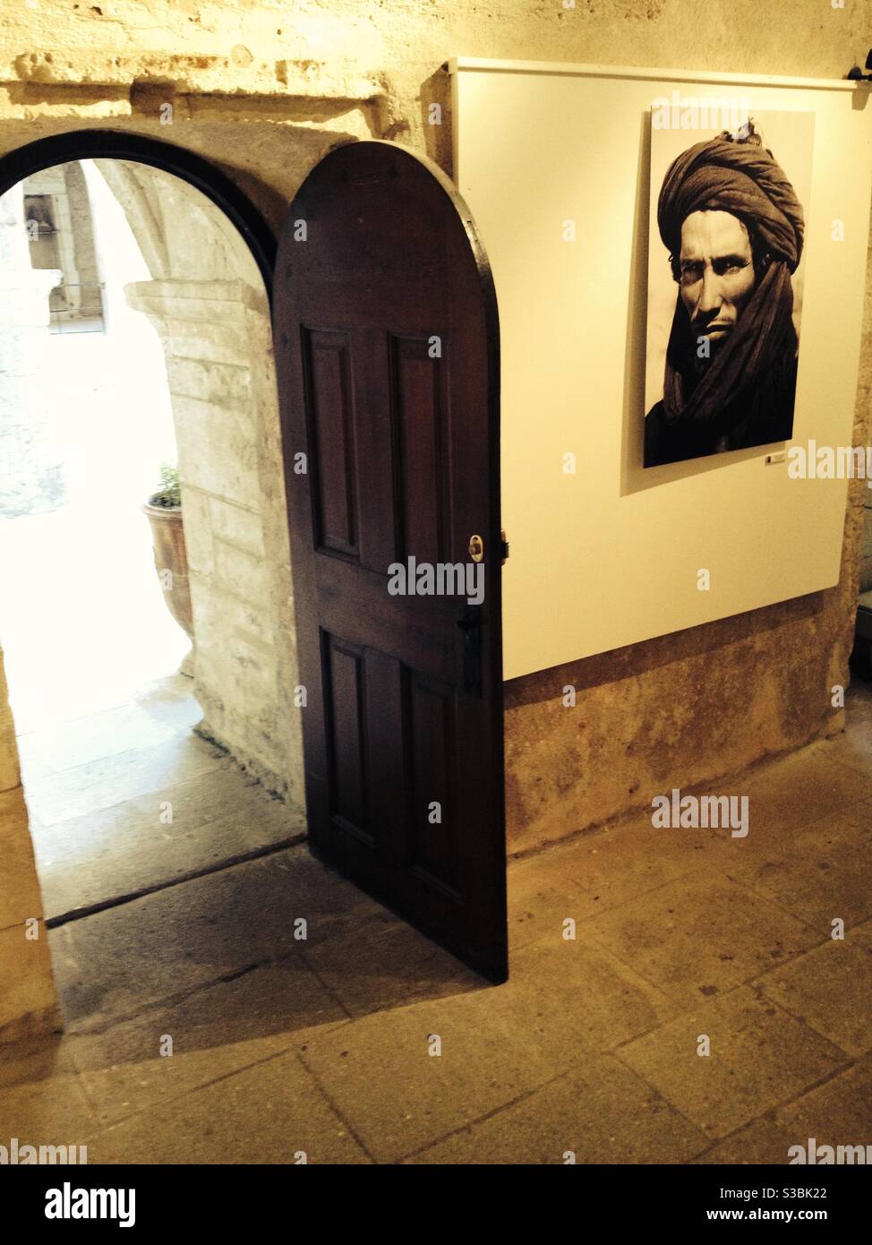 Photography exhibit by Morrocan artists, Les Baux-de-Provence, France. - Smartphone Captured Stock Image