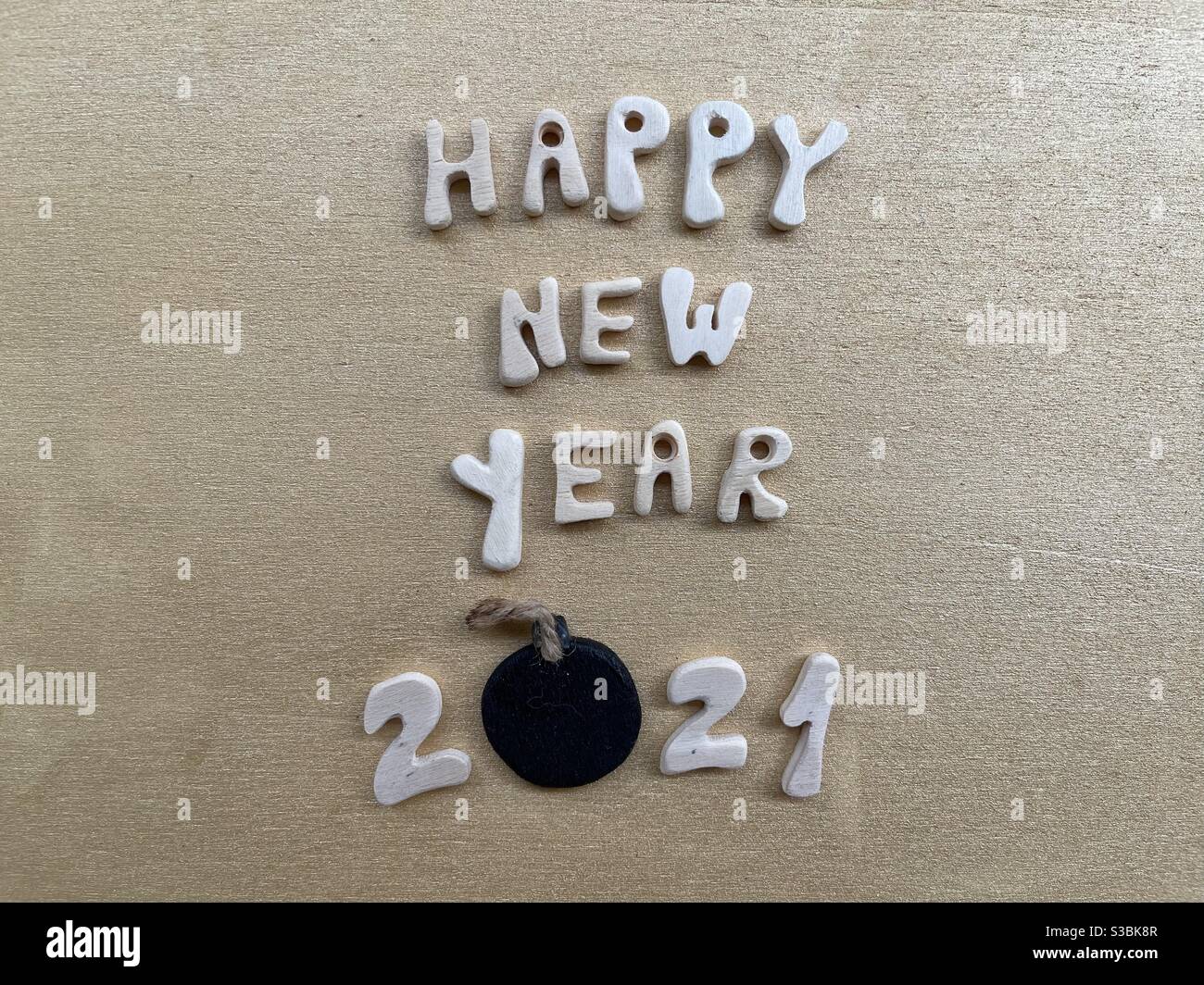 Happy New Year 2021 with wooden letters Stock Photo