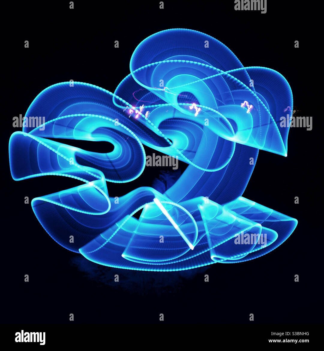 Futuristic blue light painting - Smartphone Captured Stock Image