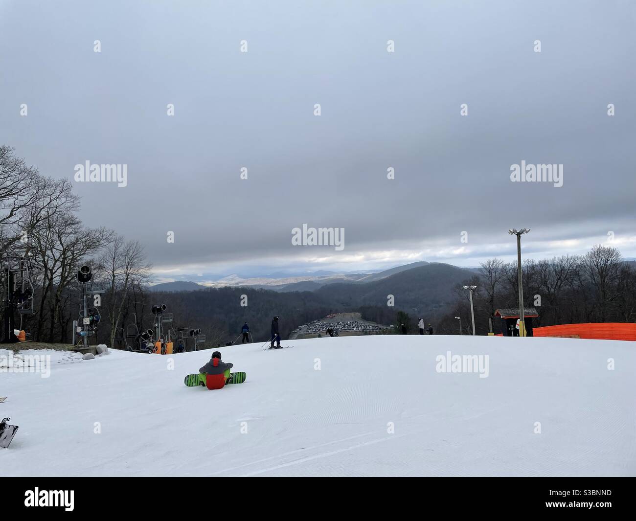 Opening weekend at Appalachian Ski Mountain in Boone, NC in December 2020. Stock Photo