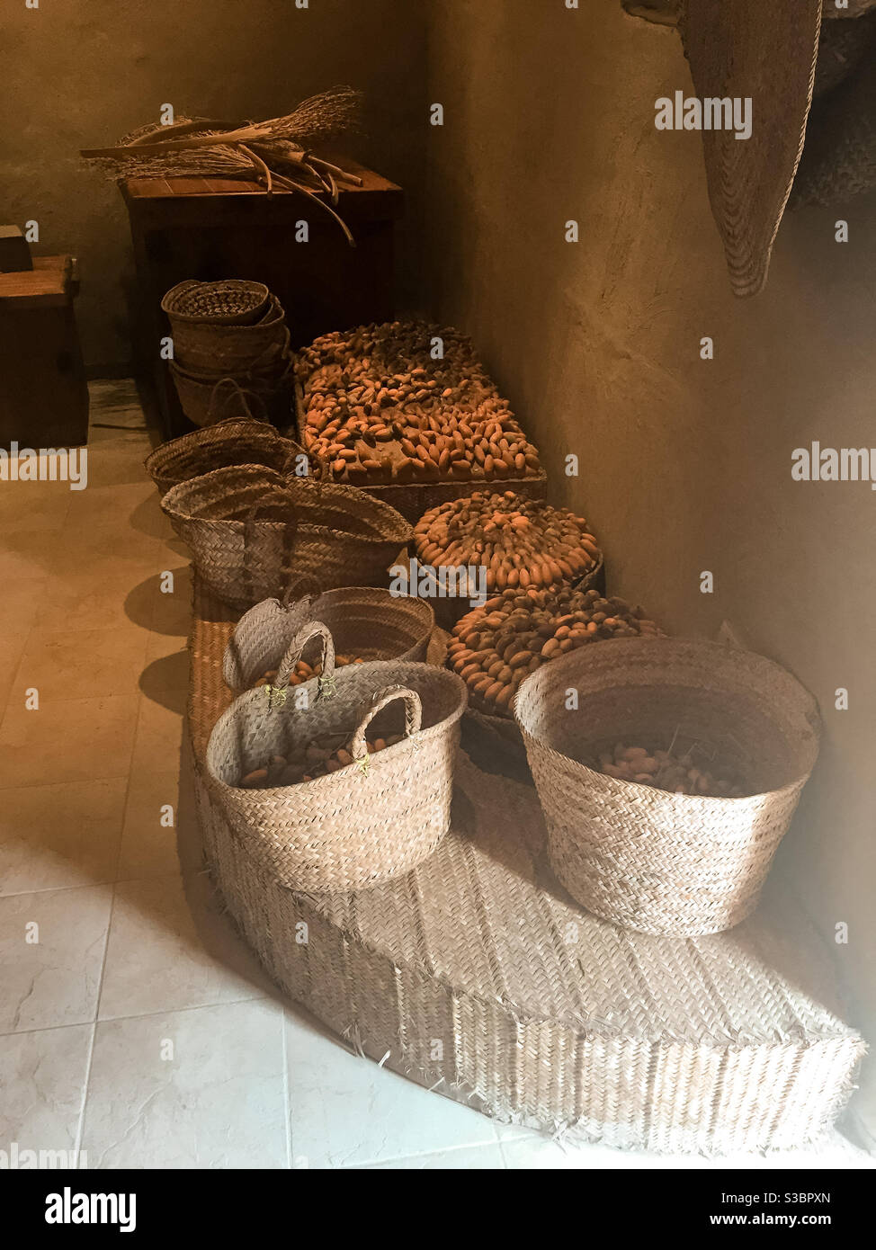 Baskets of food supplies Stock Photo