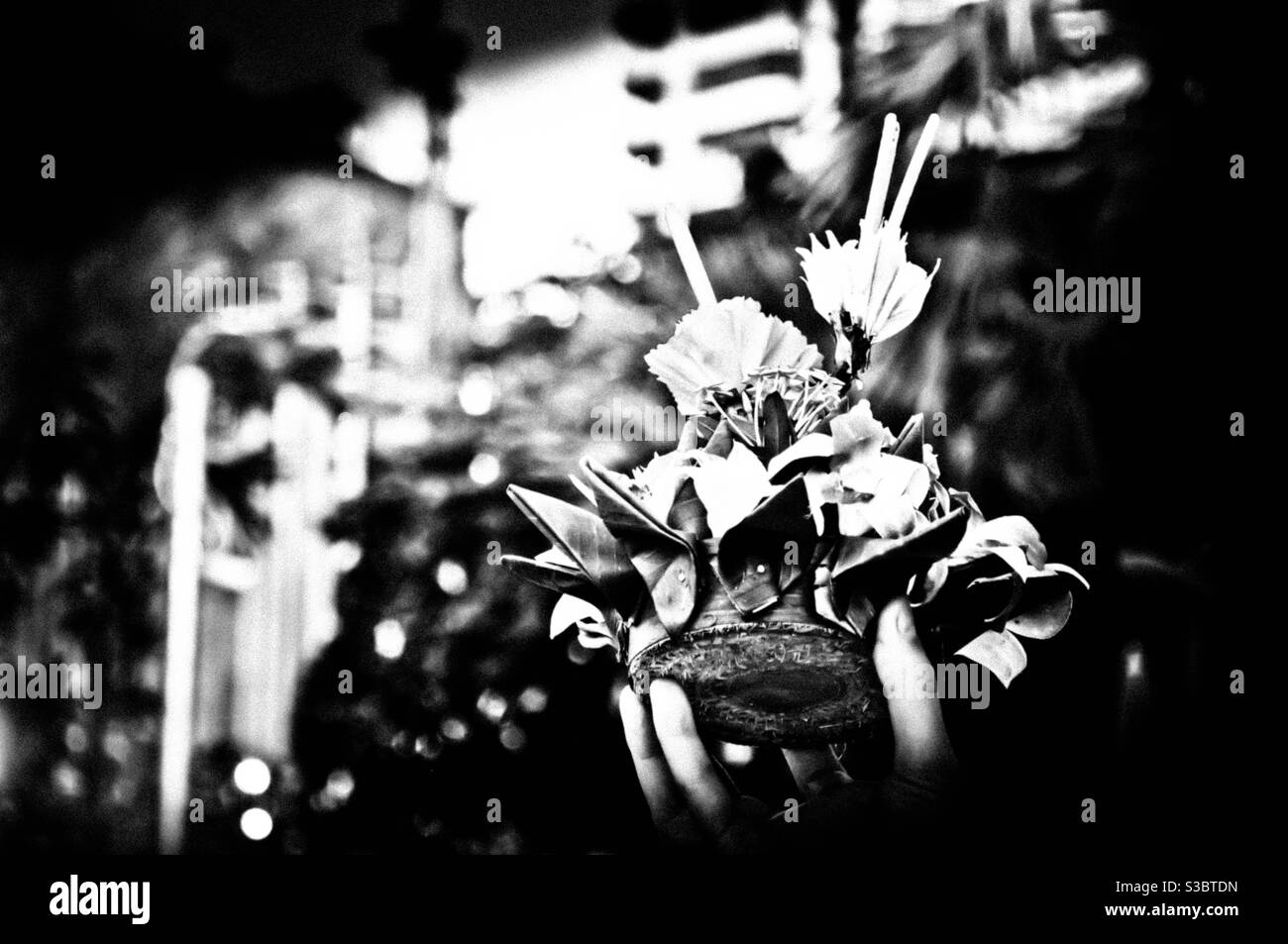 Kratong, black and white, candles Stock Photo