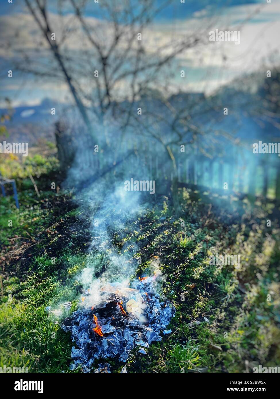 Garden bonfire - Smartphone Captured Stock Image