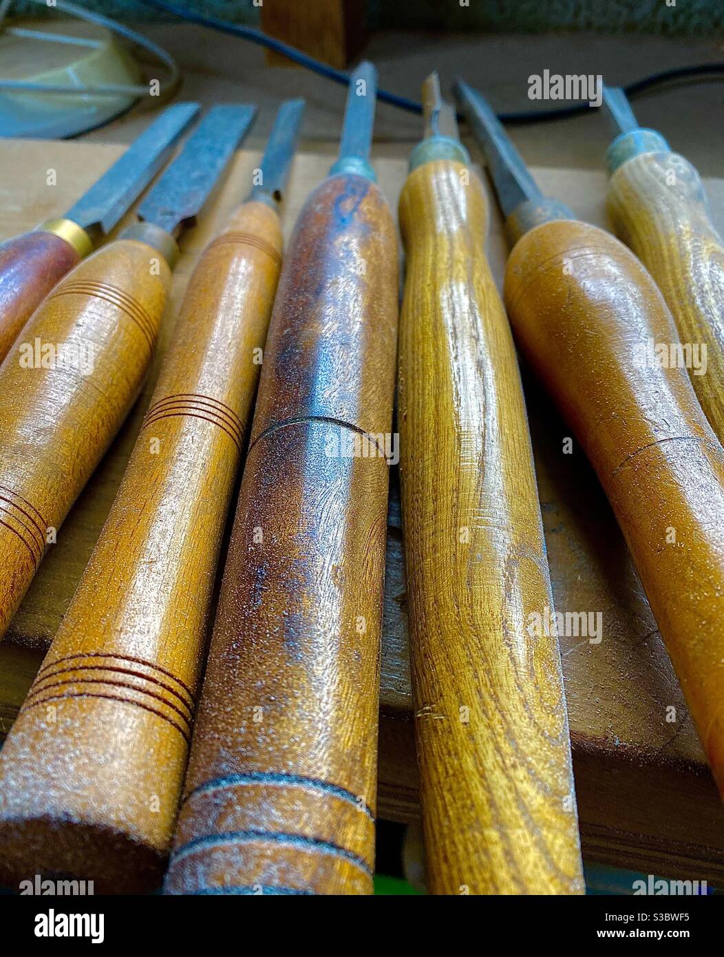 Old wood working chisels - Smartphone Captured Stock Image