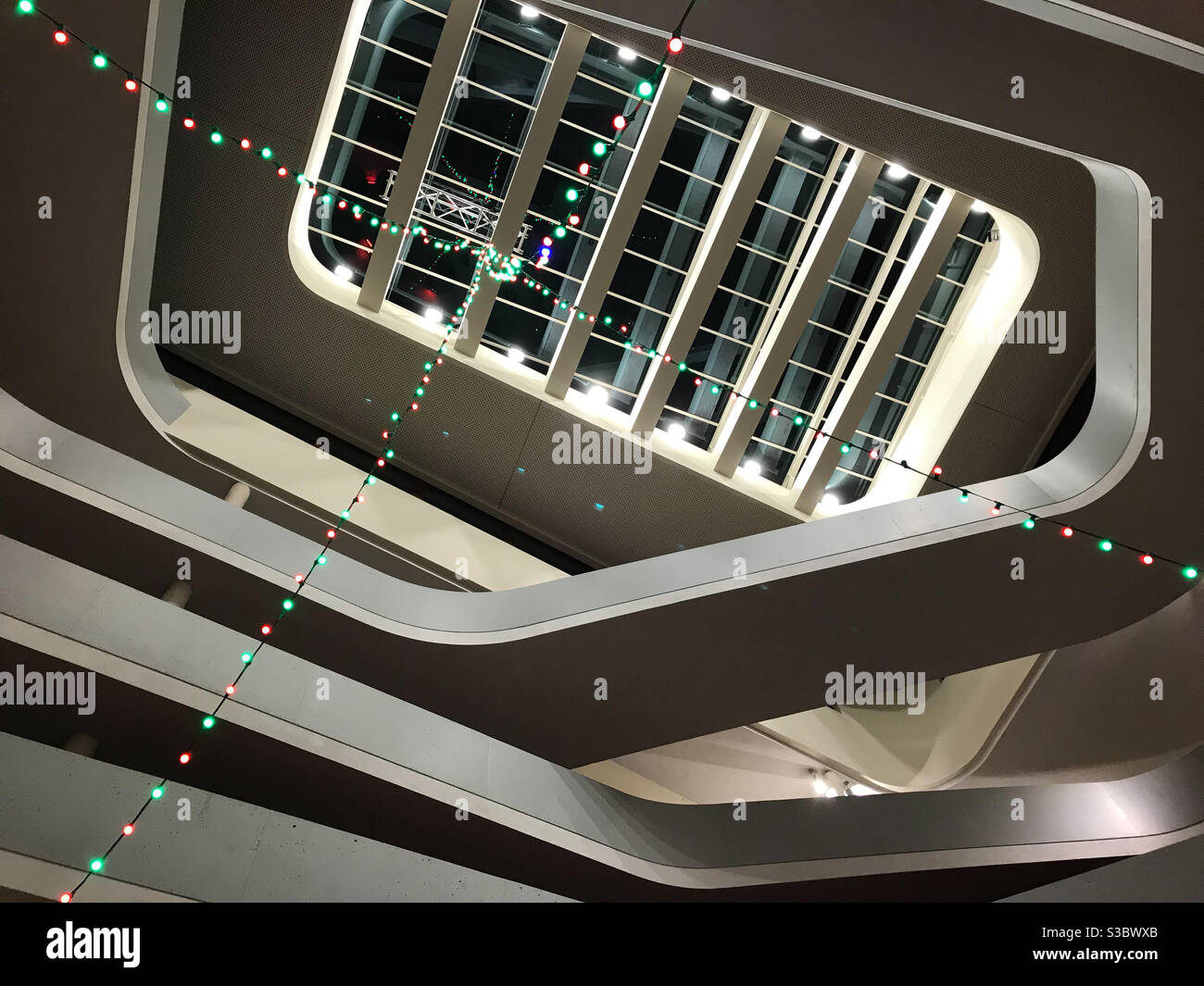 Ceiling in main concourse in Antibes modern theater - Smartphone Captured Stock Image