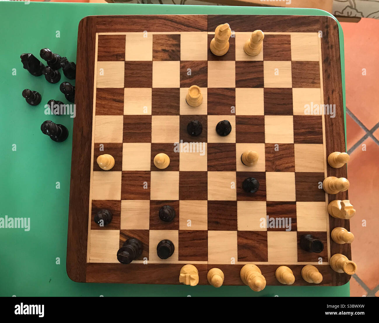 Chess board on table - Smartphone Captured Stock Image