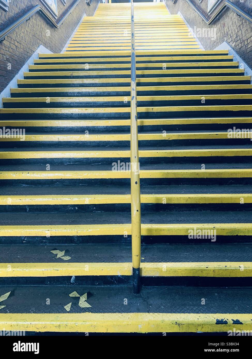 Empty yellow staircase lines Stock Photo