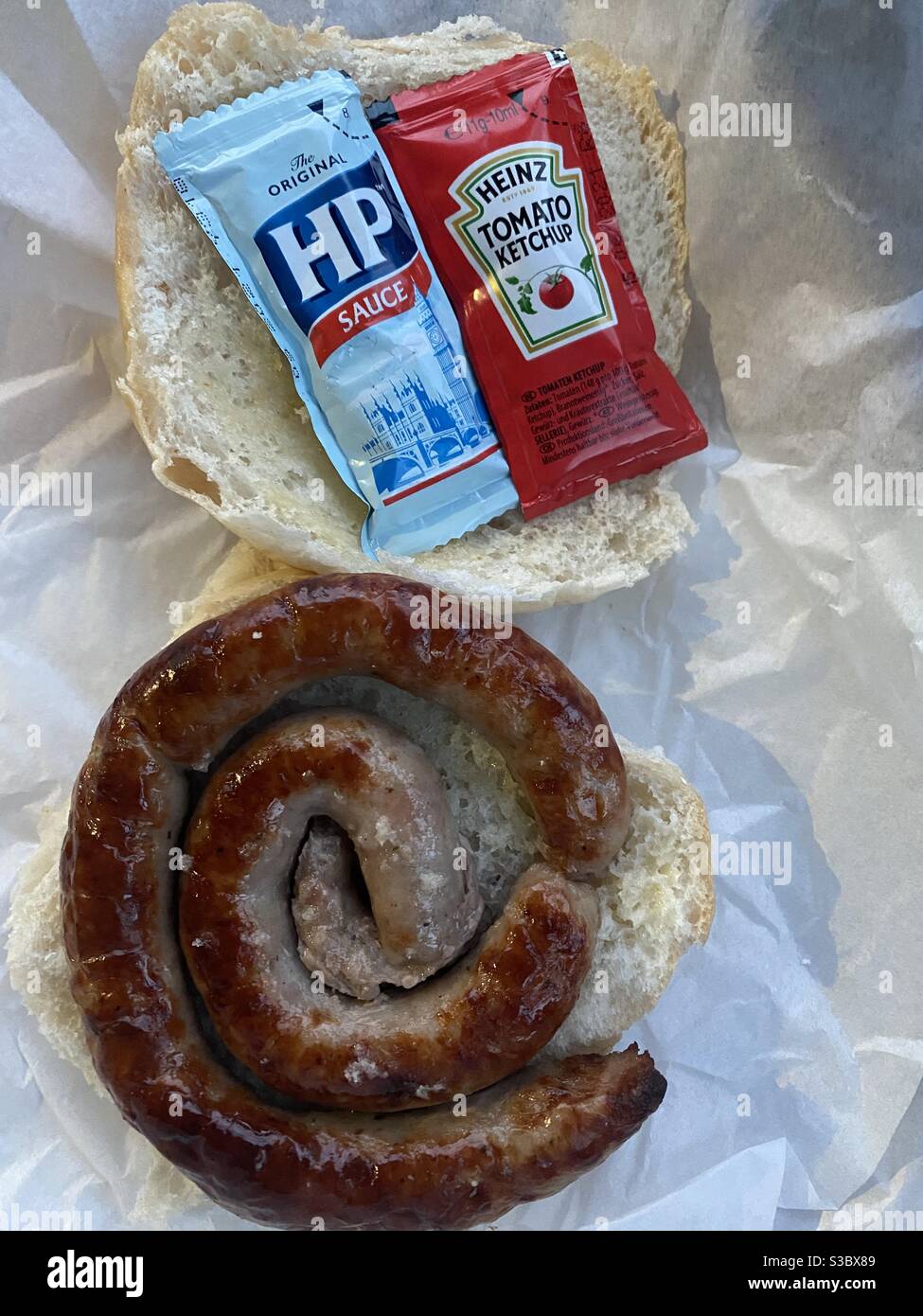Winter Cumberland Sausage Breakfast - Smartphone Captured Stock Image