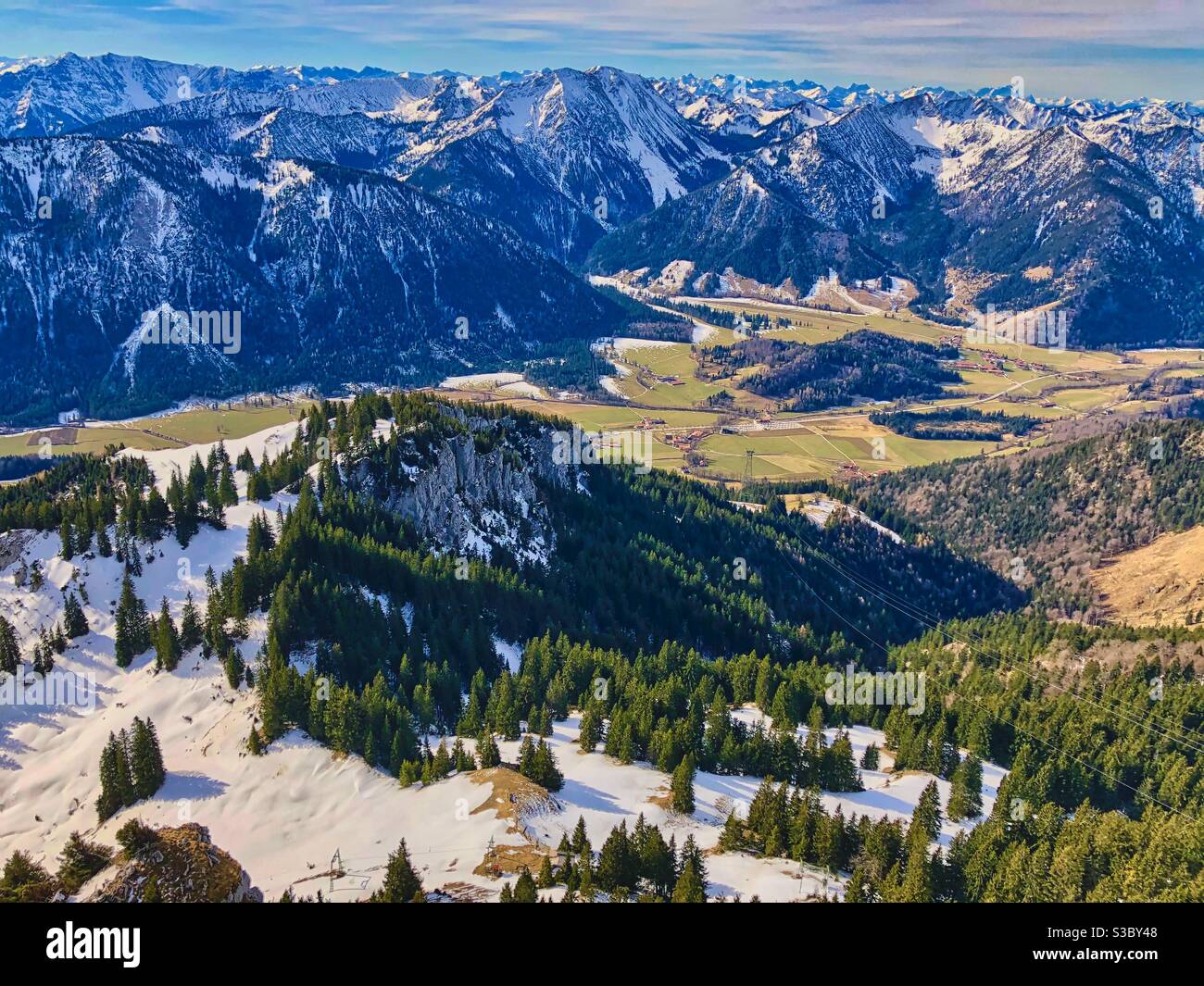 View from the top of Wendelstein mountain (1838m) in Bavarian Alps, Germany. - Smartphone Captured Stock Image