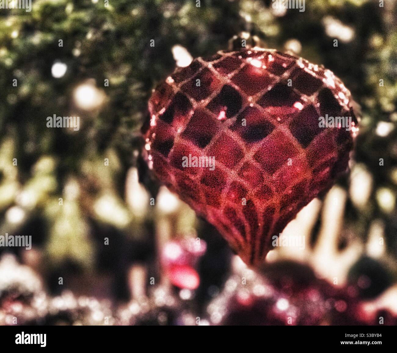 Heart shaped Christmas tree decorations Stock Photo