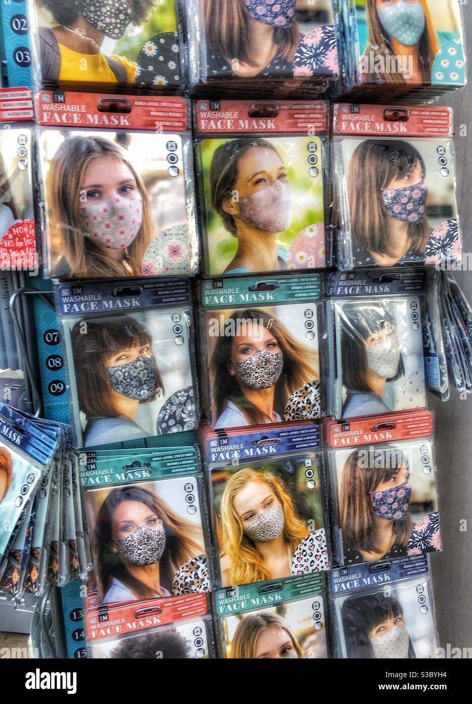 Face masks for sale during the pandemic, UK - Smartphone Captured Stock Image
