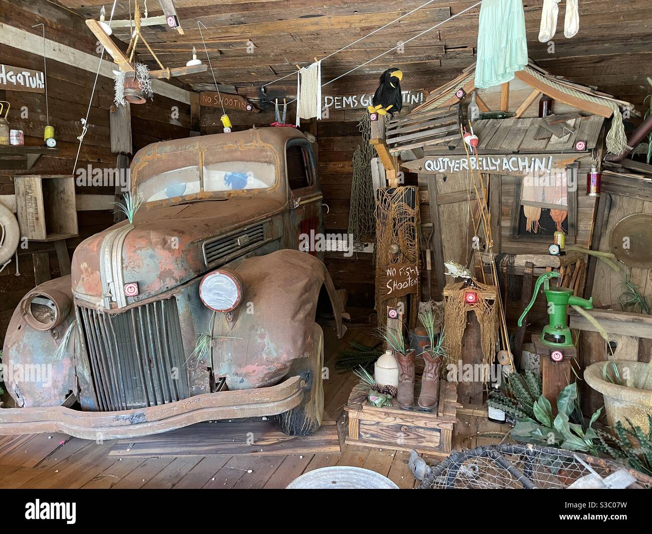 An outdoor game of Cars movie featuring Mater and country look - Smartphone Captured Stock Image