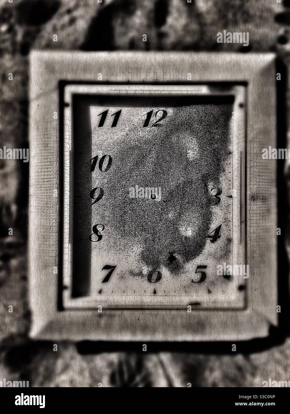Image of a Wall clock  found on the beach , image edited to give it a vintage look Stock Photo