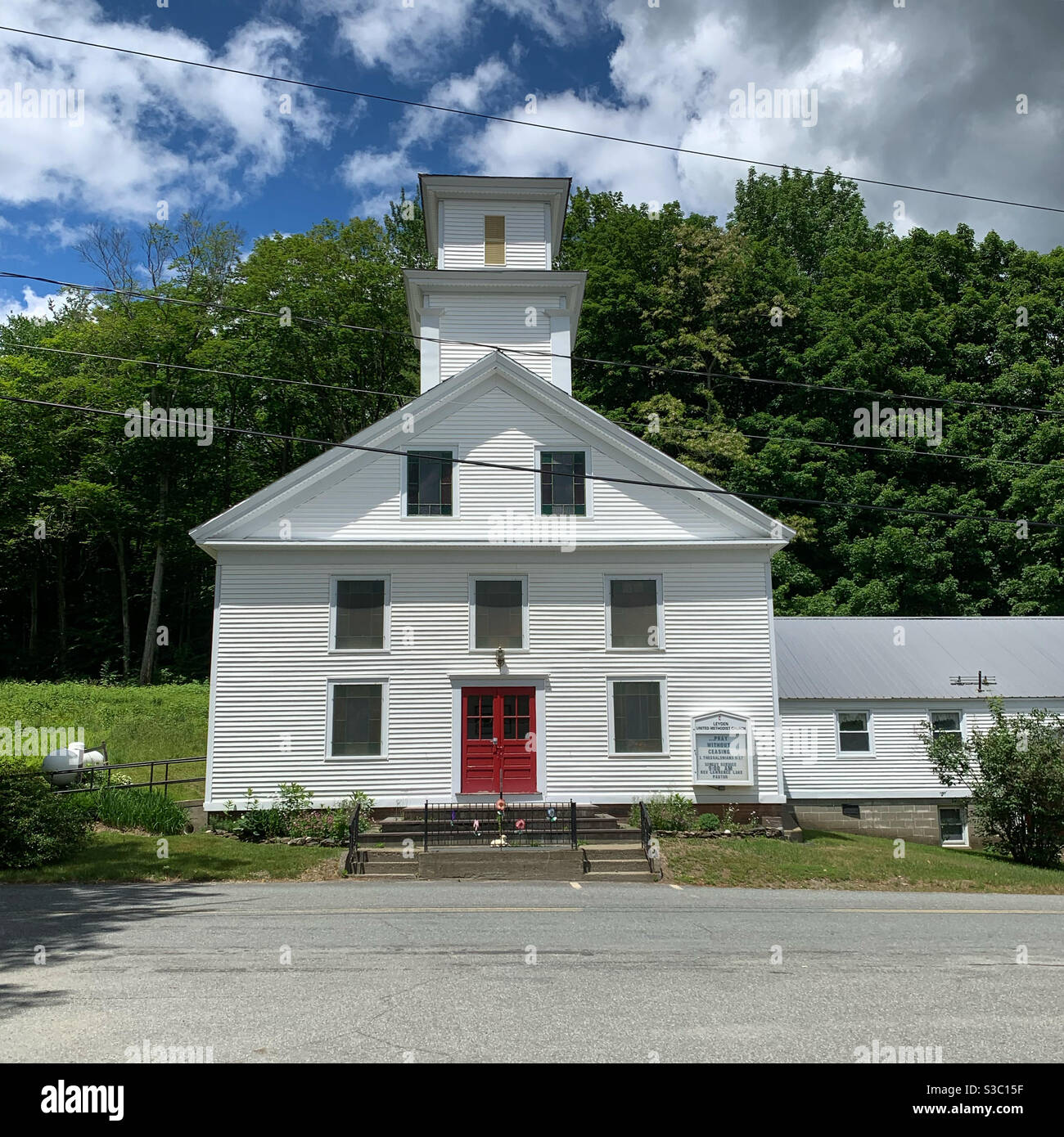 United Methodist Church, Leyden, Massachusetts, United States - Smartphone Captured Stock Image