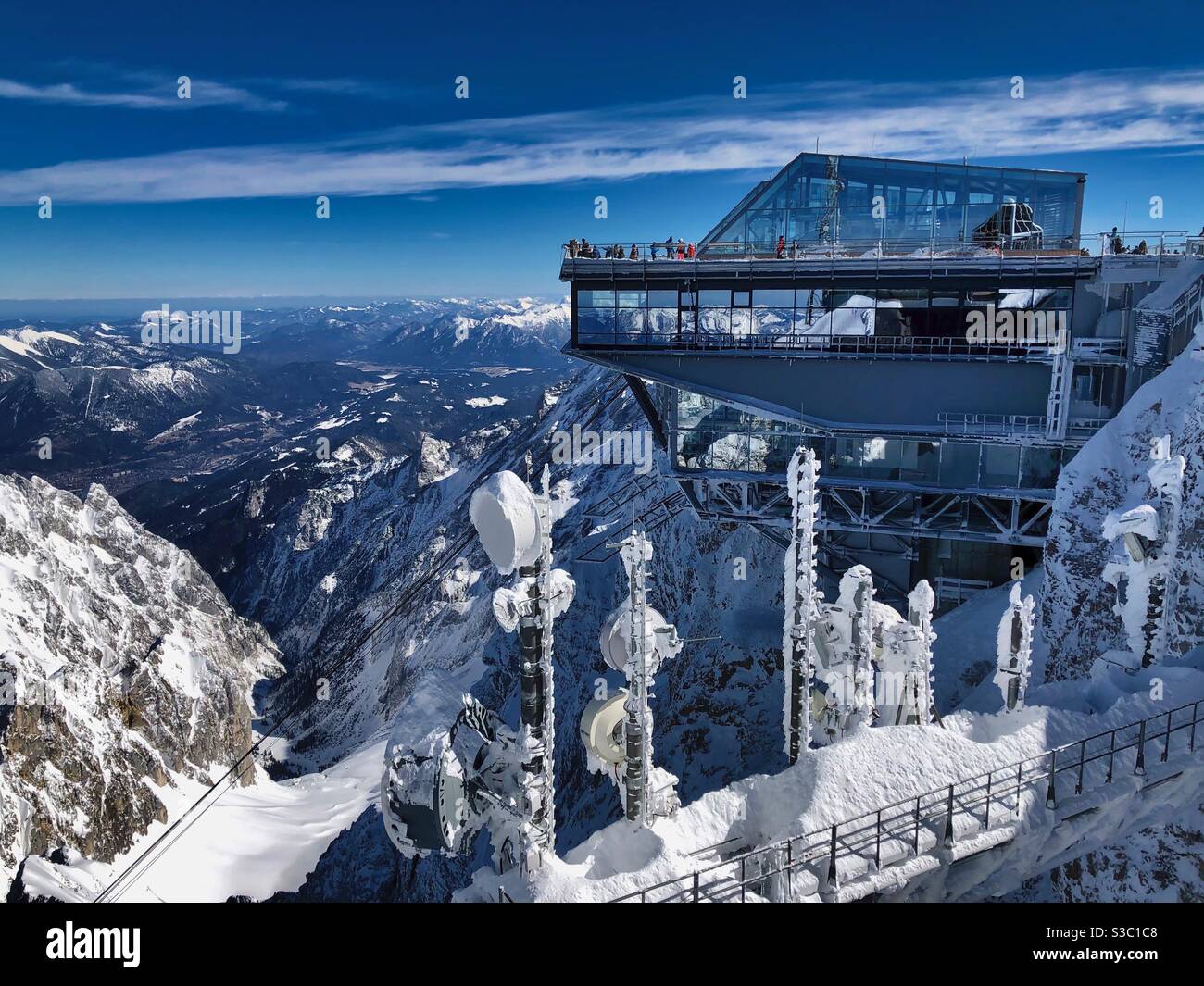 Alpine winter view from Zugspitze (2962m), the Highest German mountain. - Smartphone Captured Stock Image