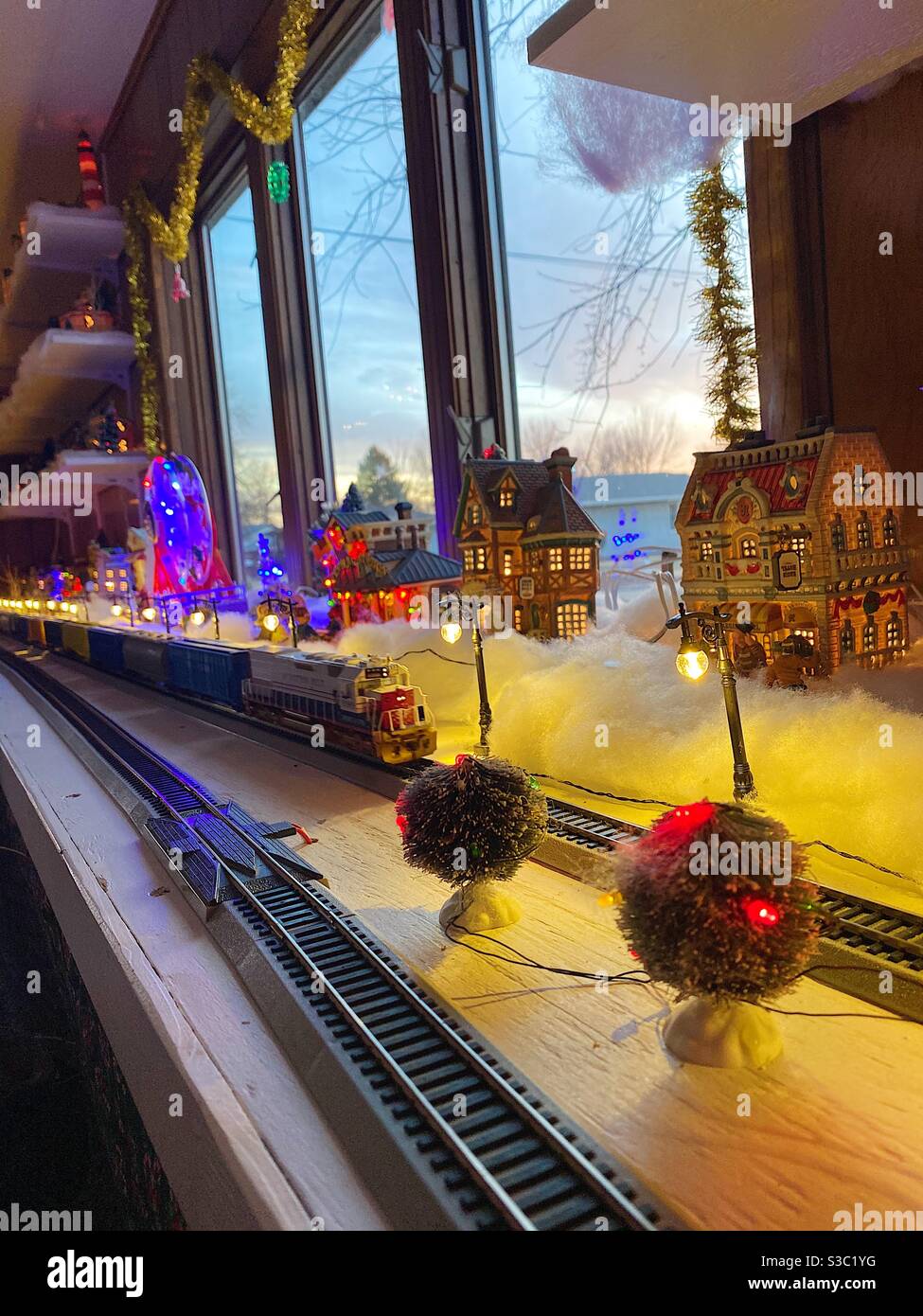 Little Christmas Railroad Town Stock Photo