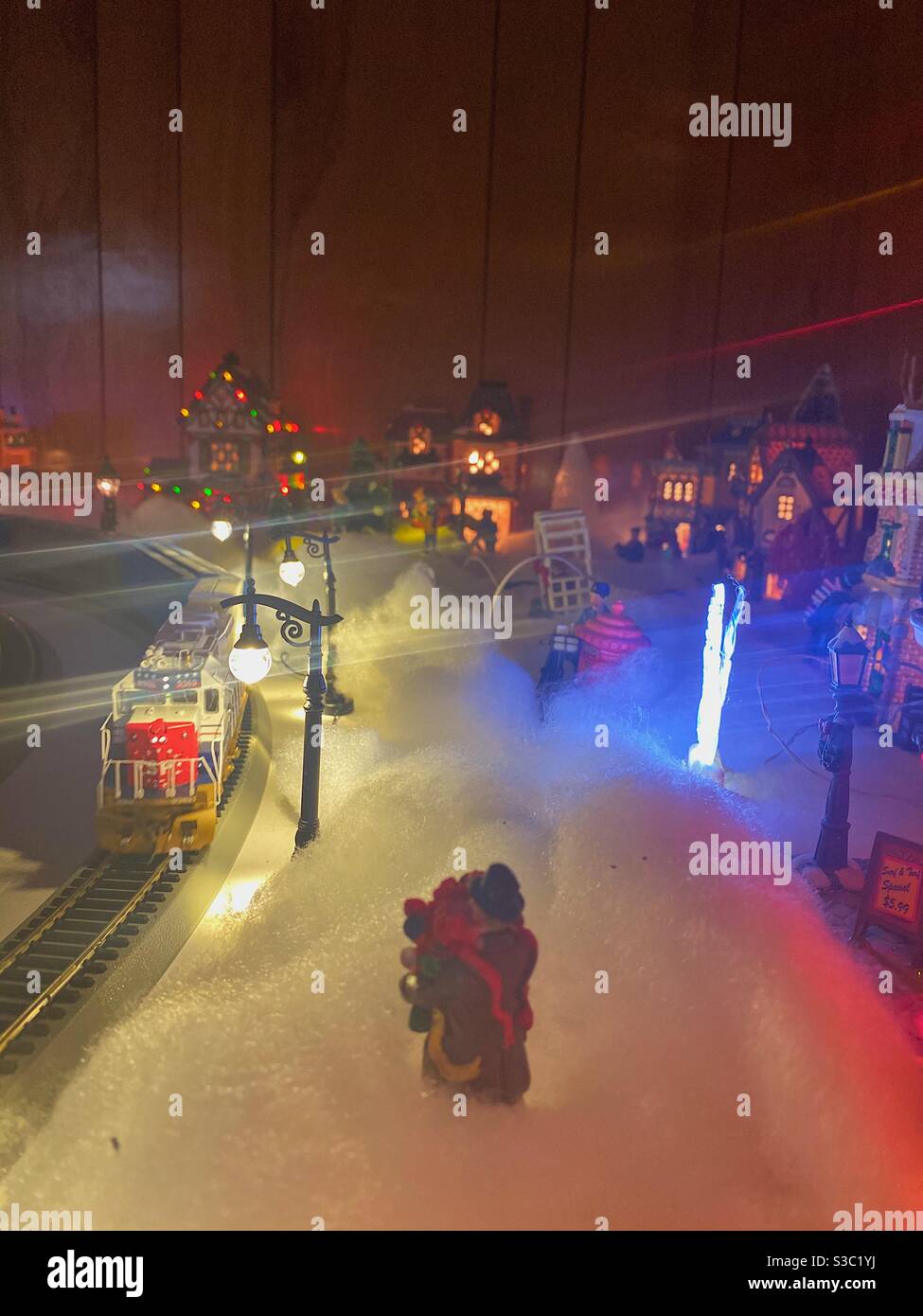 Little Christmas Train Village Stock Photo