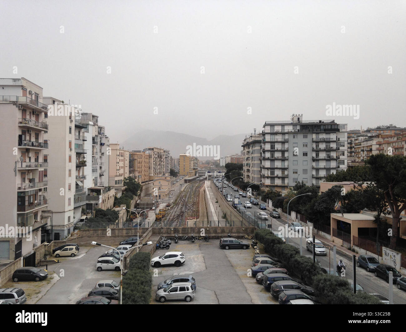 The city of Palermo during a day of scirocco wind. Stock Photo
