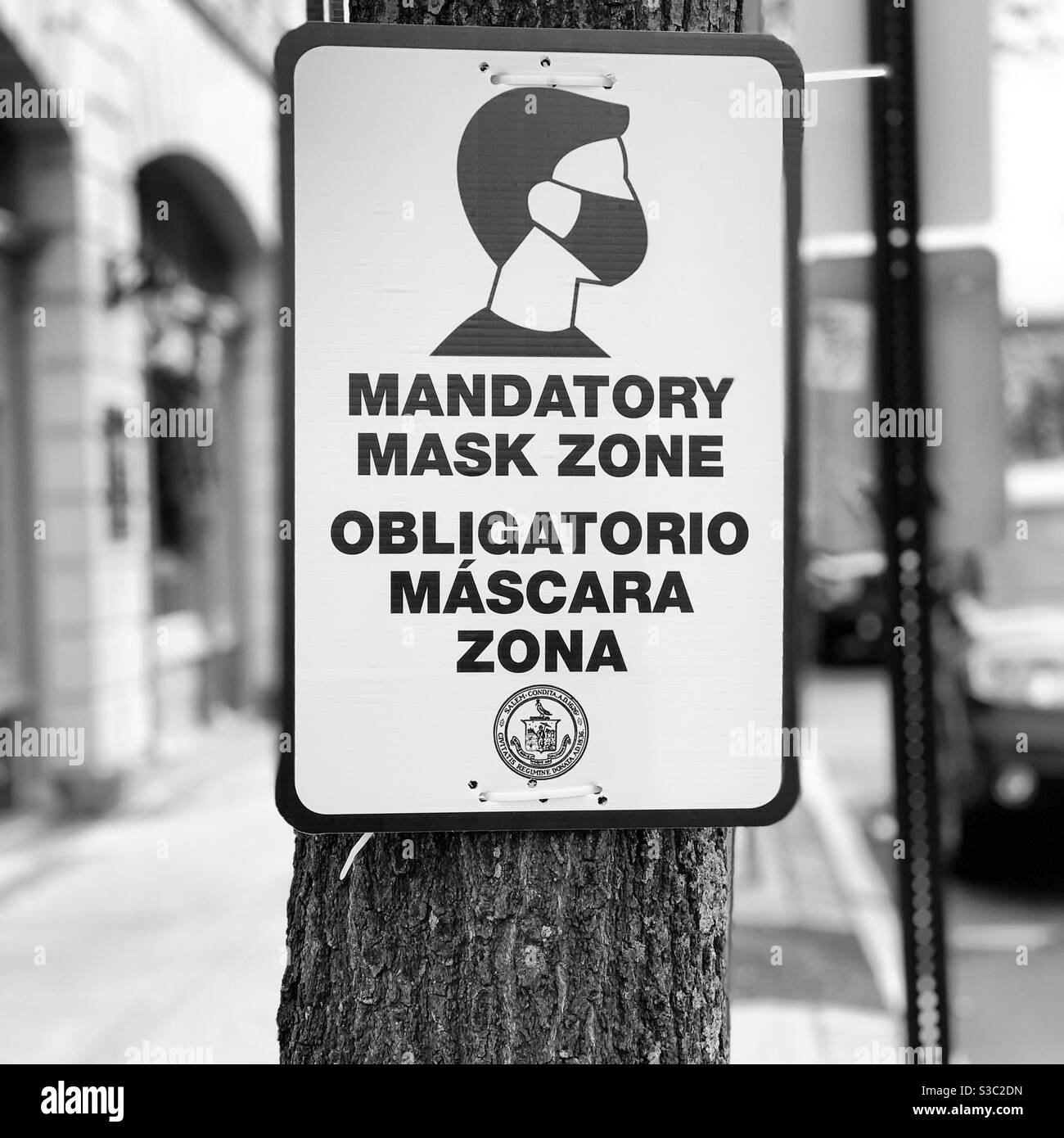 Mandatory mask zone Black and White Stock Photos & Images Alamy