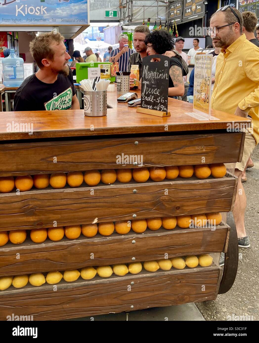 Orange juice bar in Fremantle markets Western Australia Stock Photo Alamy