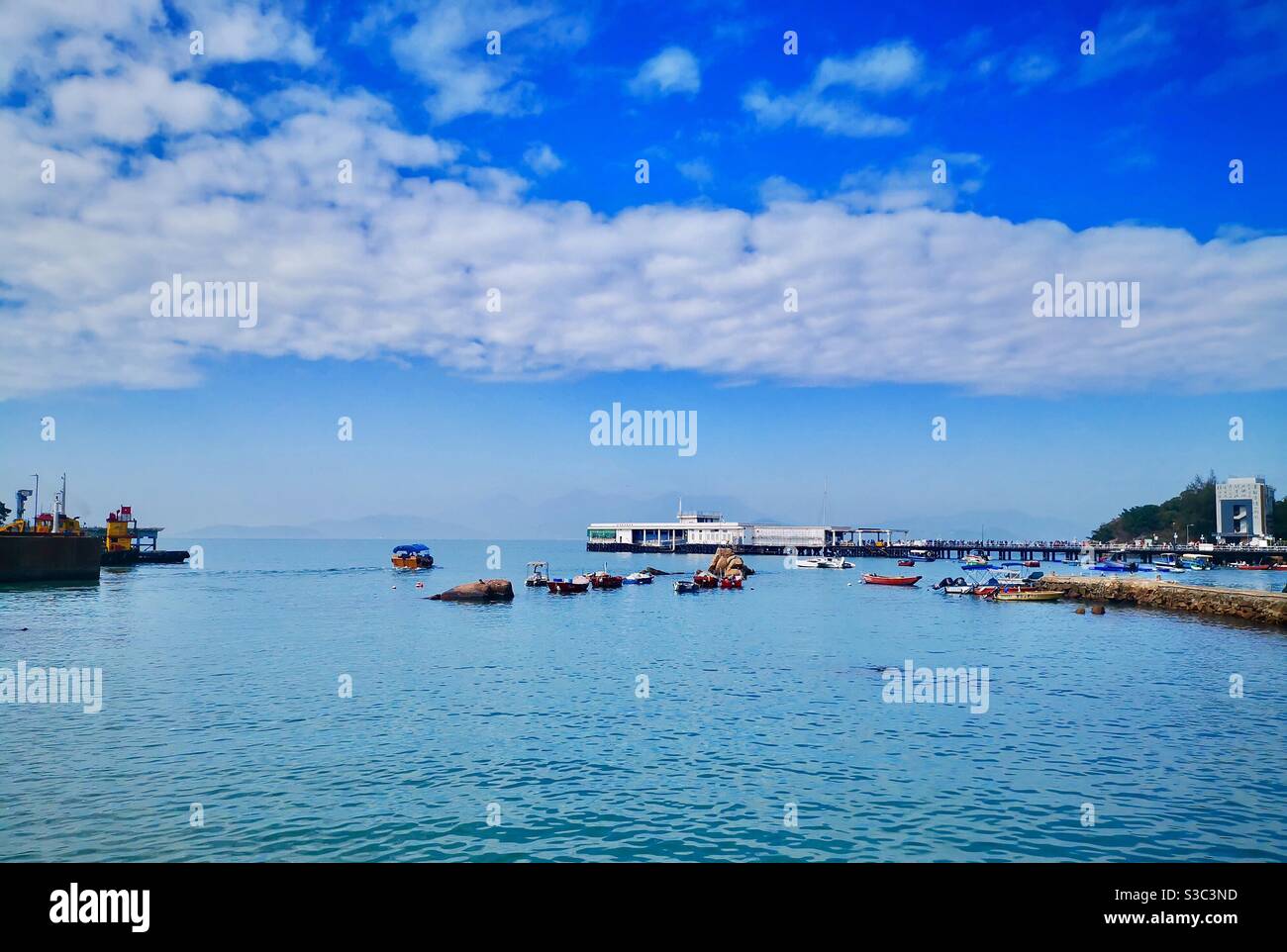Yung shue wan waterfront in Lamma island, Hong kong. - Smartphone Captured Stock Image