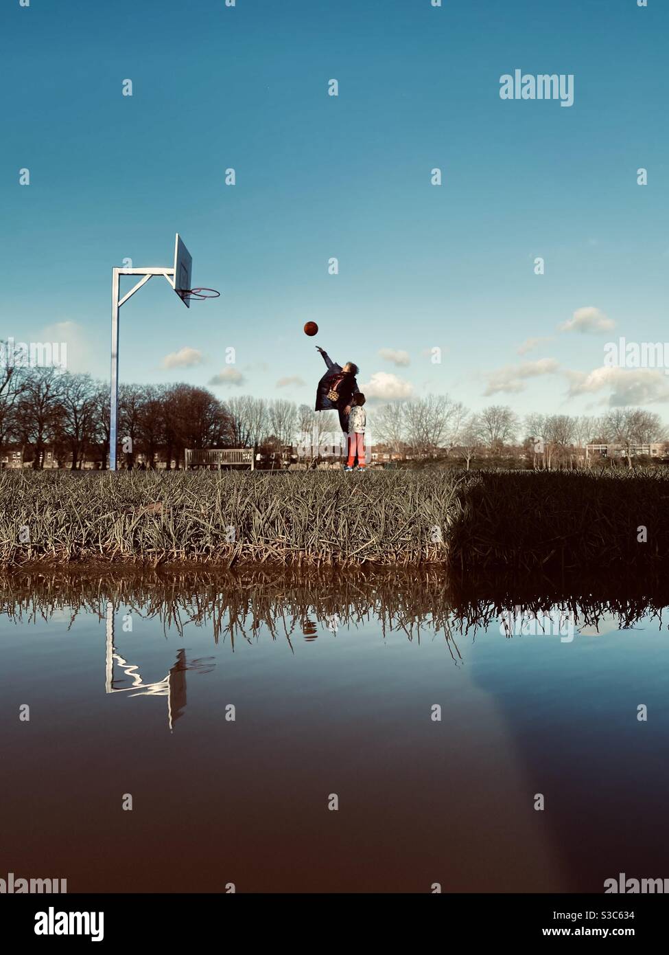 Let’s learn play to basketball Stock Photo