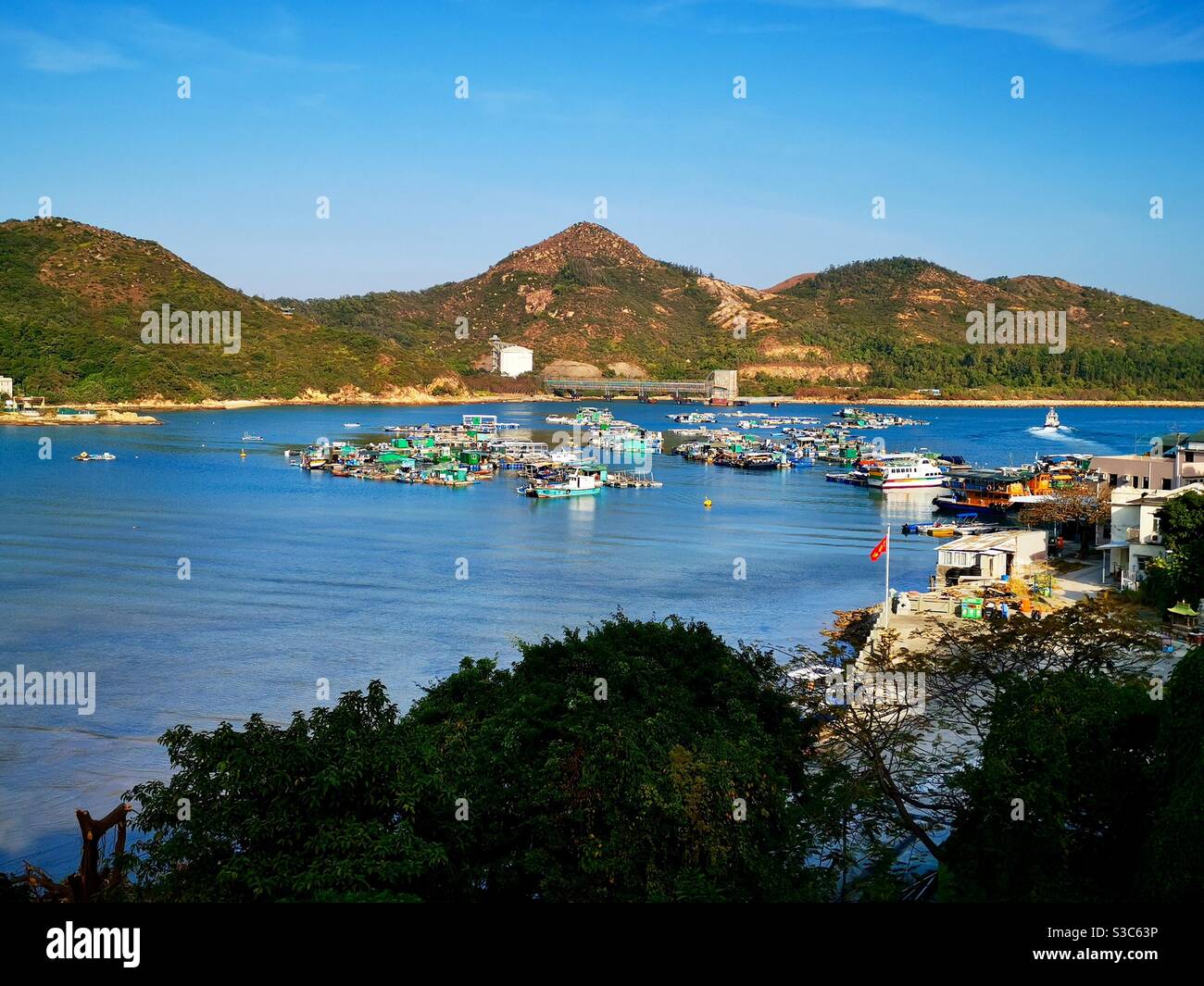 A view of fish farms in sok kwu wan on lamma island. - Smartphone Captured Stock Image