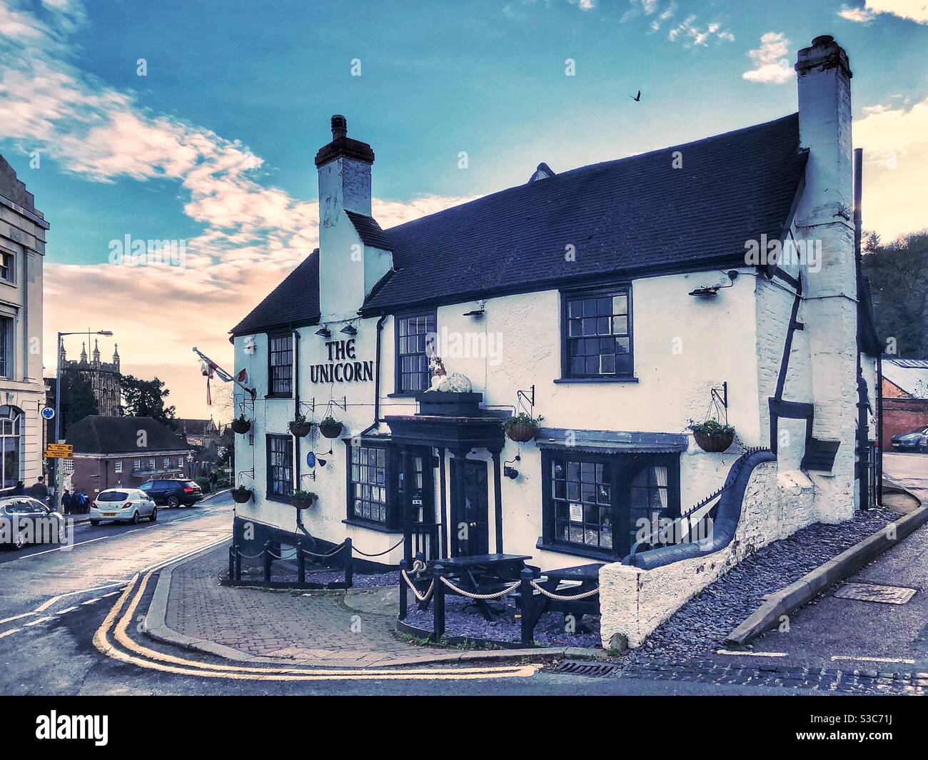 Unicorn pub Malvern. Oldest building in Great Malvern. Frequented by CS Lewis. - Smartphone Captured Stock Image