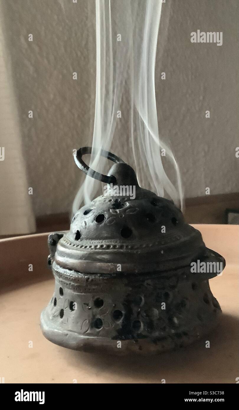 Smoke from an incense burner, Sultanate of Oman, Arab Country Stock