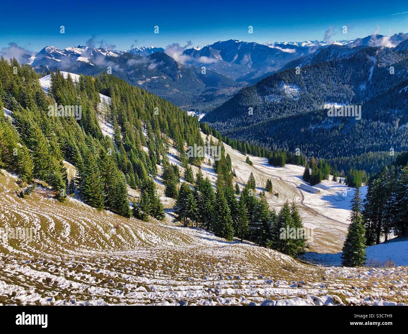 Alpine view from Wallberg mountain (1722m) in Bavarian Alps, Germany. - Smartphone Captured Stock Image