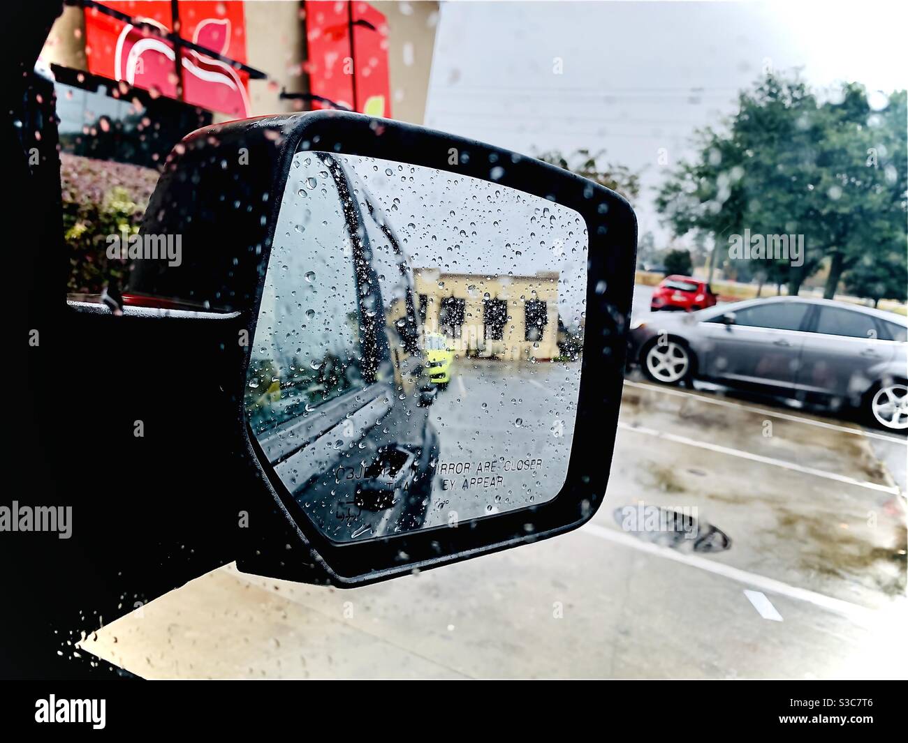 Rain with rear view in North Florida as 2020 ends. Stock Photo