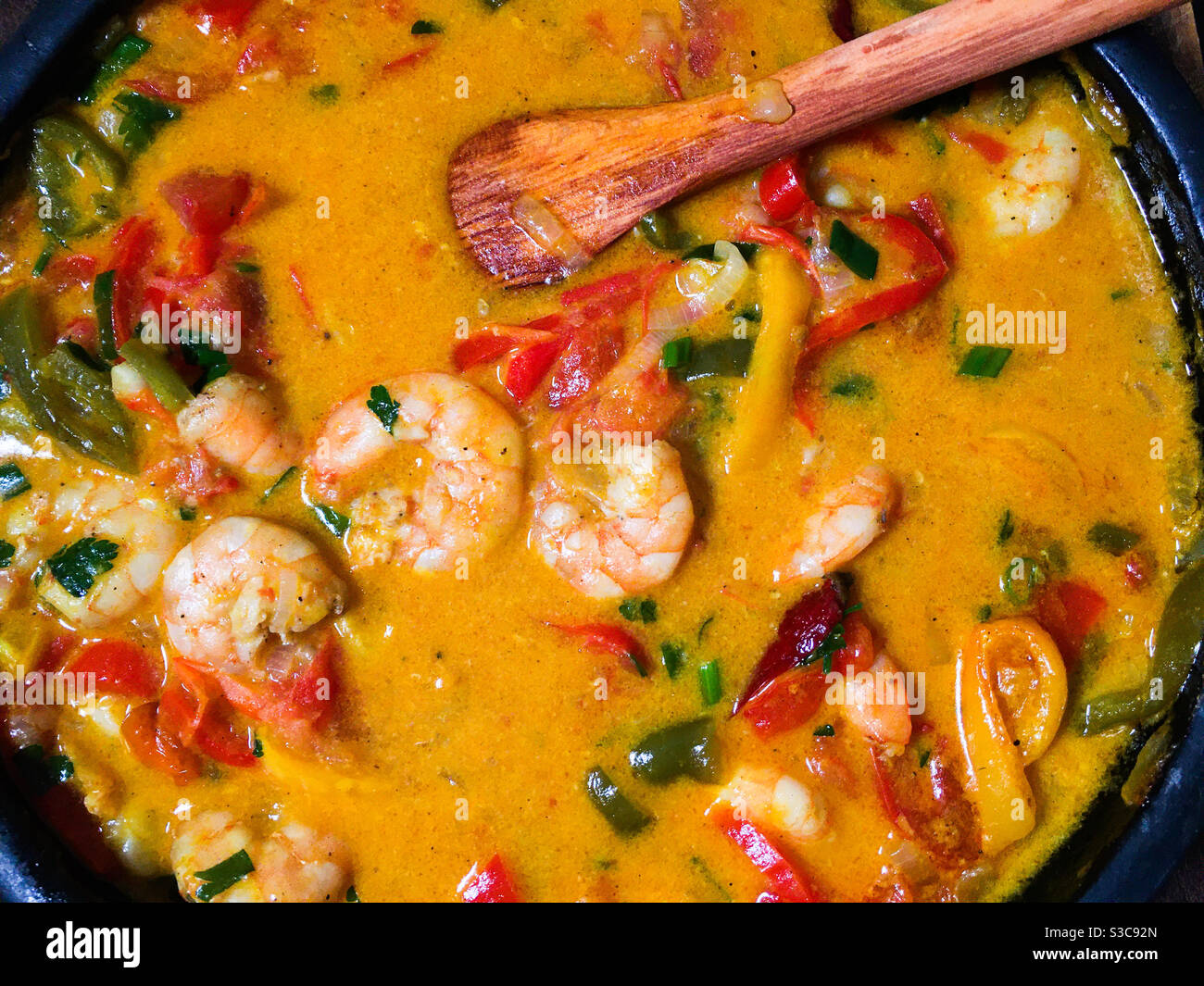 Moqueca, shrimp stew, Local Food of Brazil - Smartphone Captured Stock Image