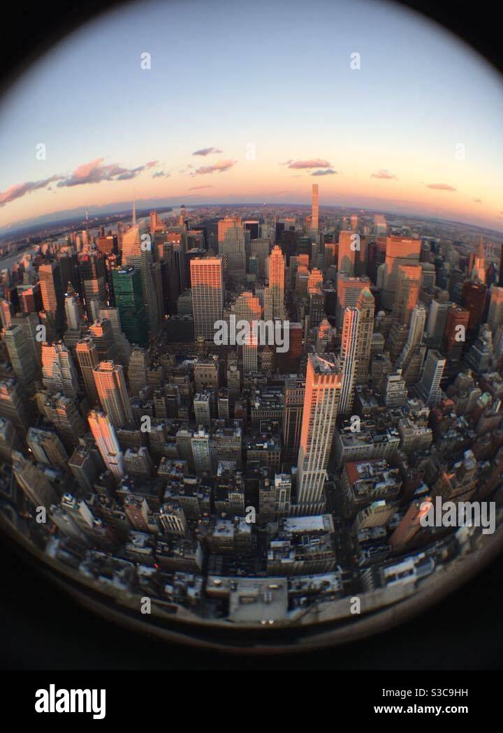New York City fisheye lens Stock Photo