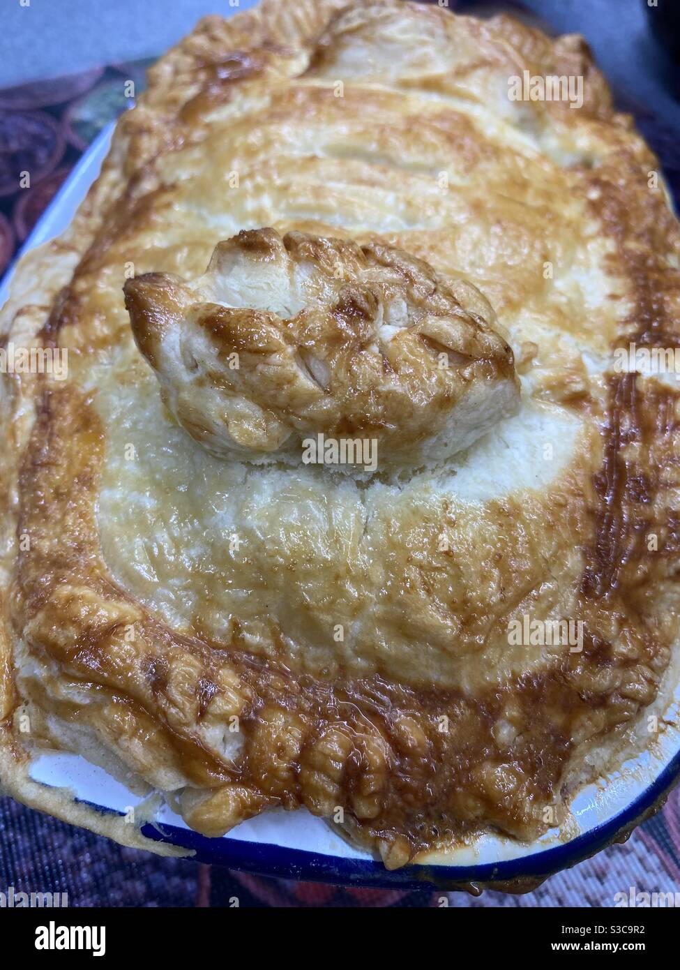 Puff Pastry, Plate Pie, Enamel Plate - Smartphone Captured Stock Image