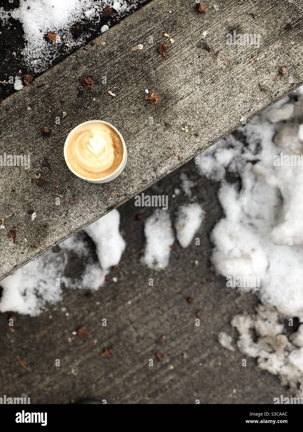 Cappuccino in winter Stock Photo