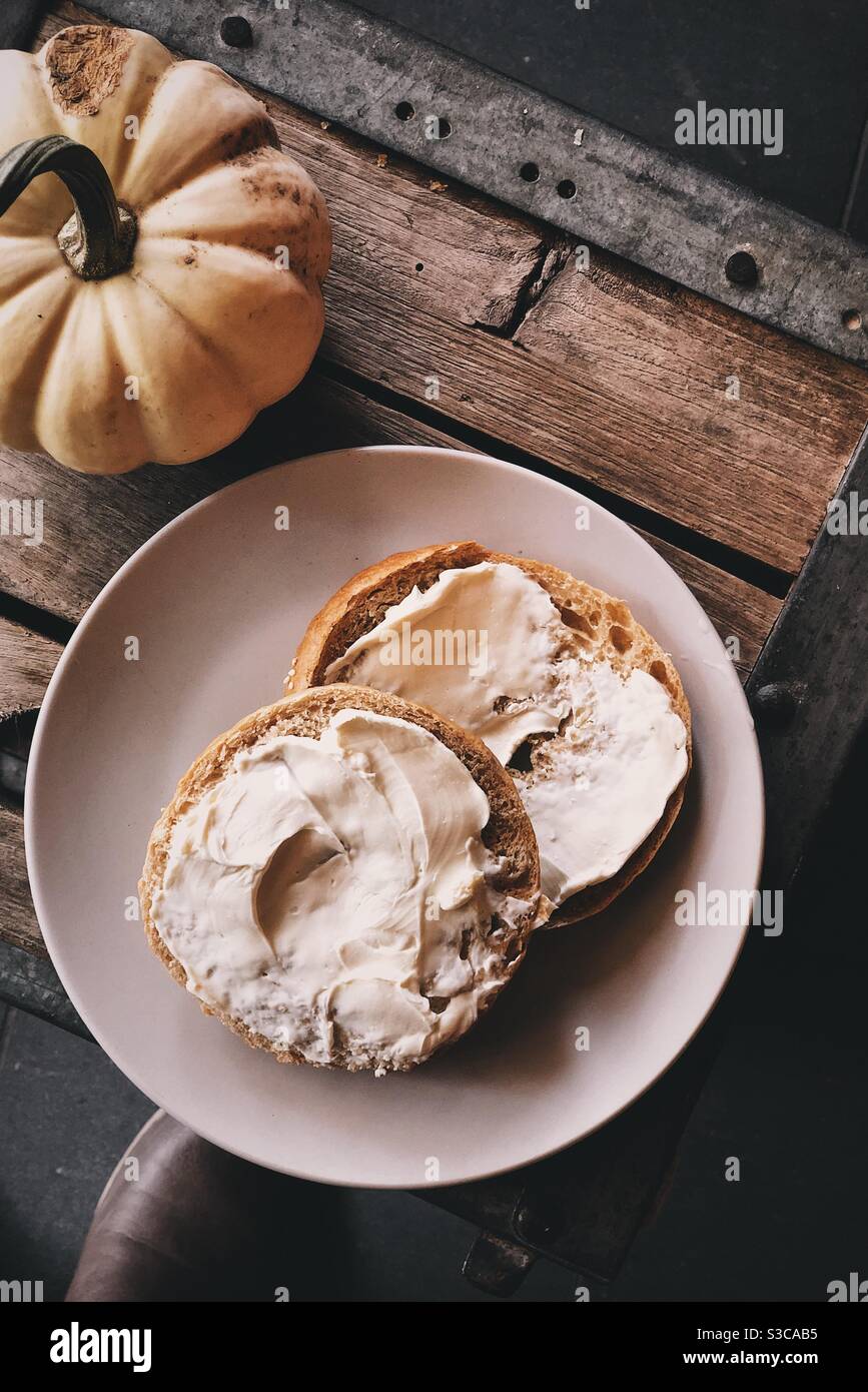 Bagel on a plate Stock Photo
