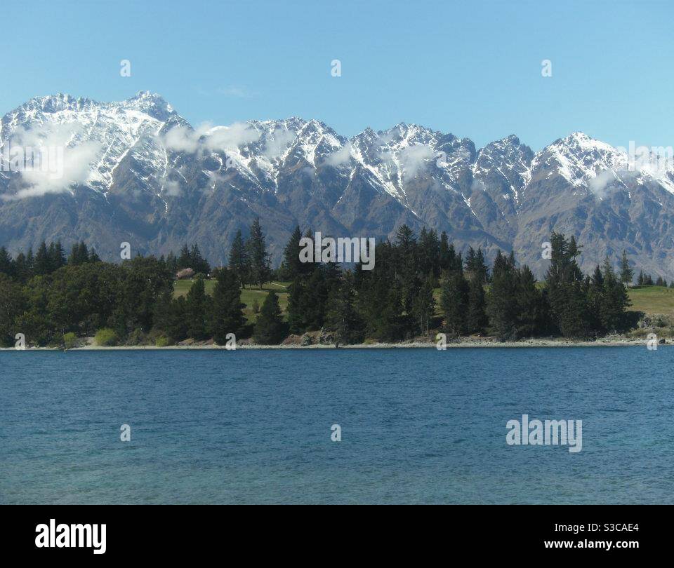 The snowy mountains from LOTR Stock Photo