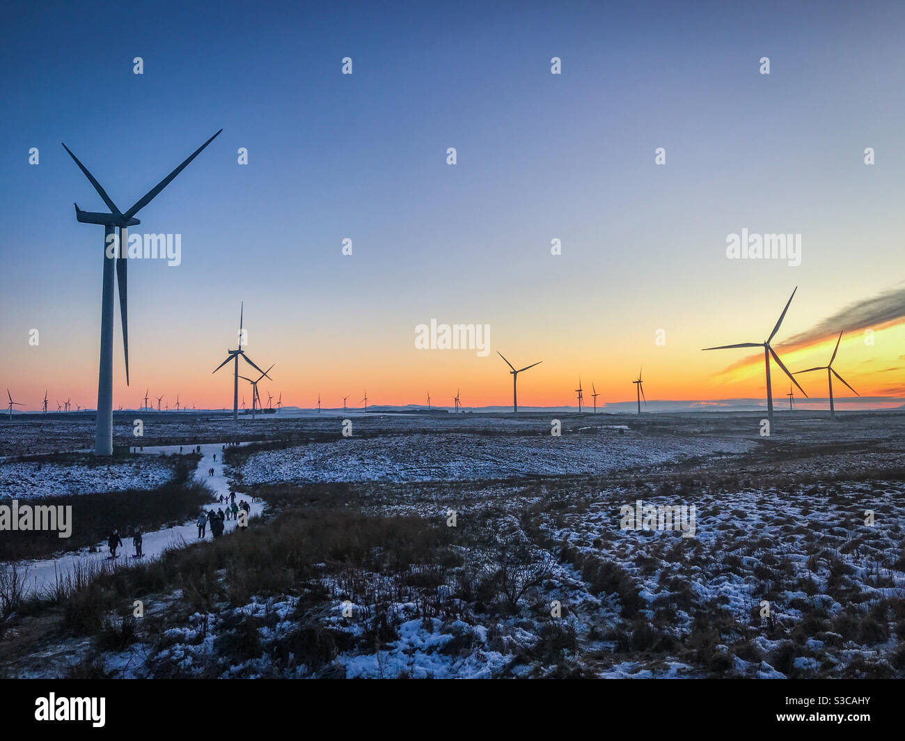Sunset at Whitelee Windfarm in Scotland - Smartphone Captured Stock Image