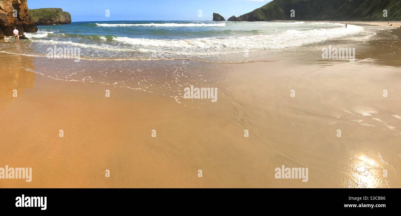 Sea shore. Torimbia beach, Niembro, Asturias, Spain. - Smartphone Captured Stock Image
