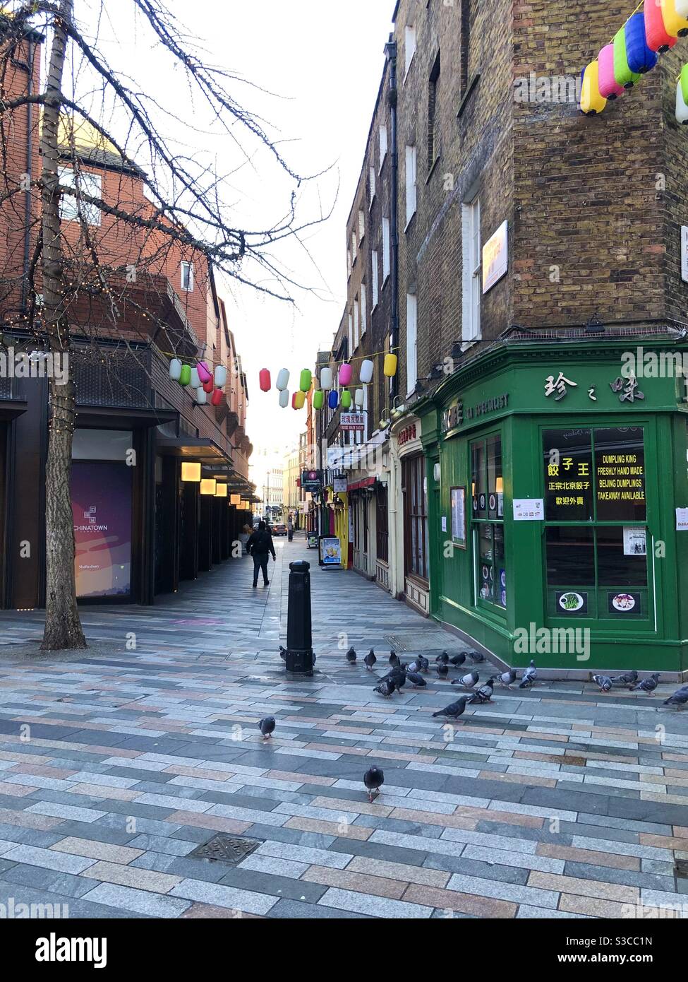Chinatown London during the third lockdown January 2021 - Smartphone Captured Stock Image