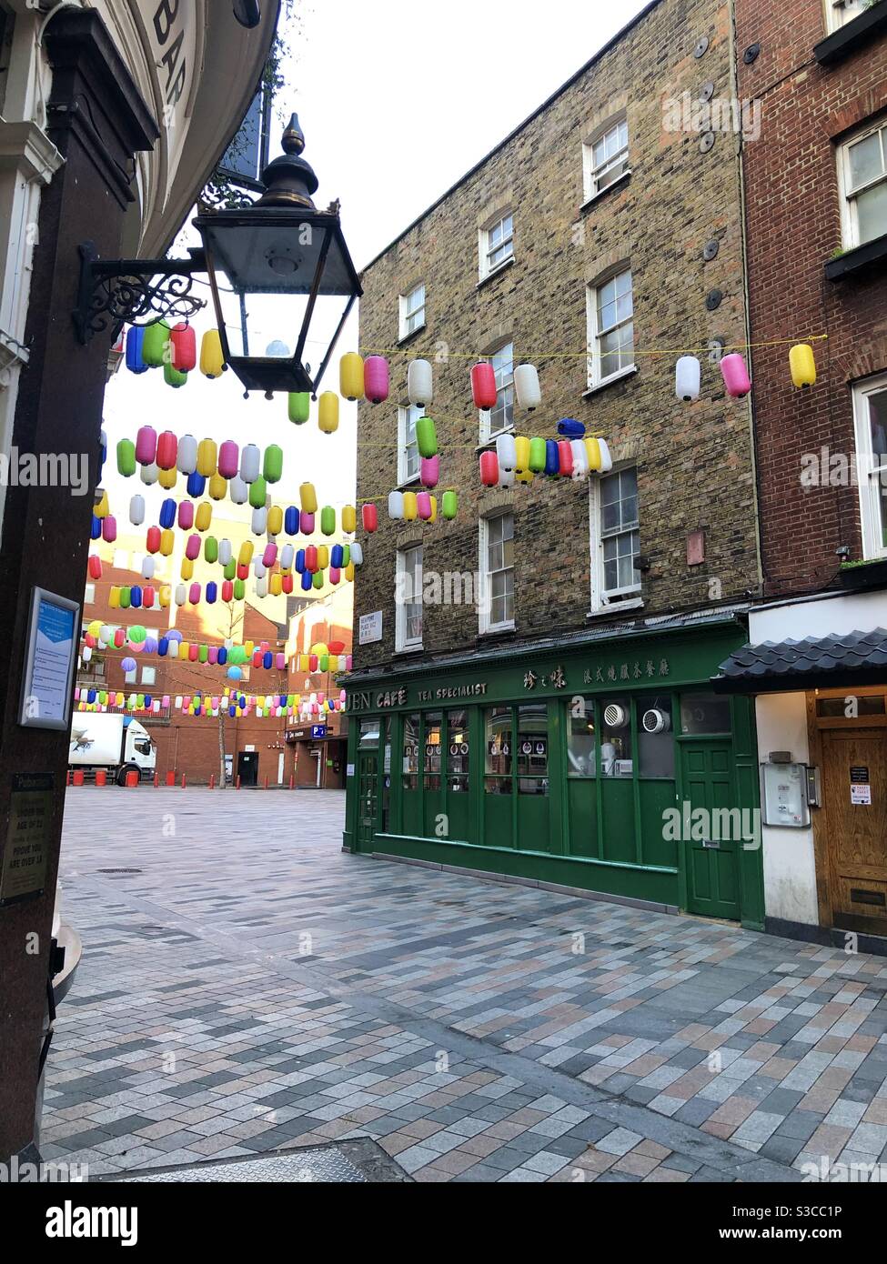 London Chinatown, empty streets in the third lockdown January 2021 - Smartphone Captured Stock Image