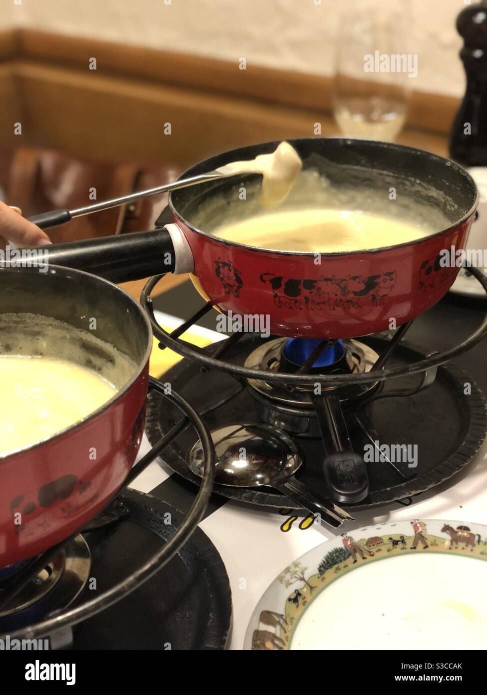 Swiss cheese fondue Stock Photo