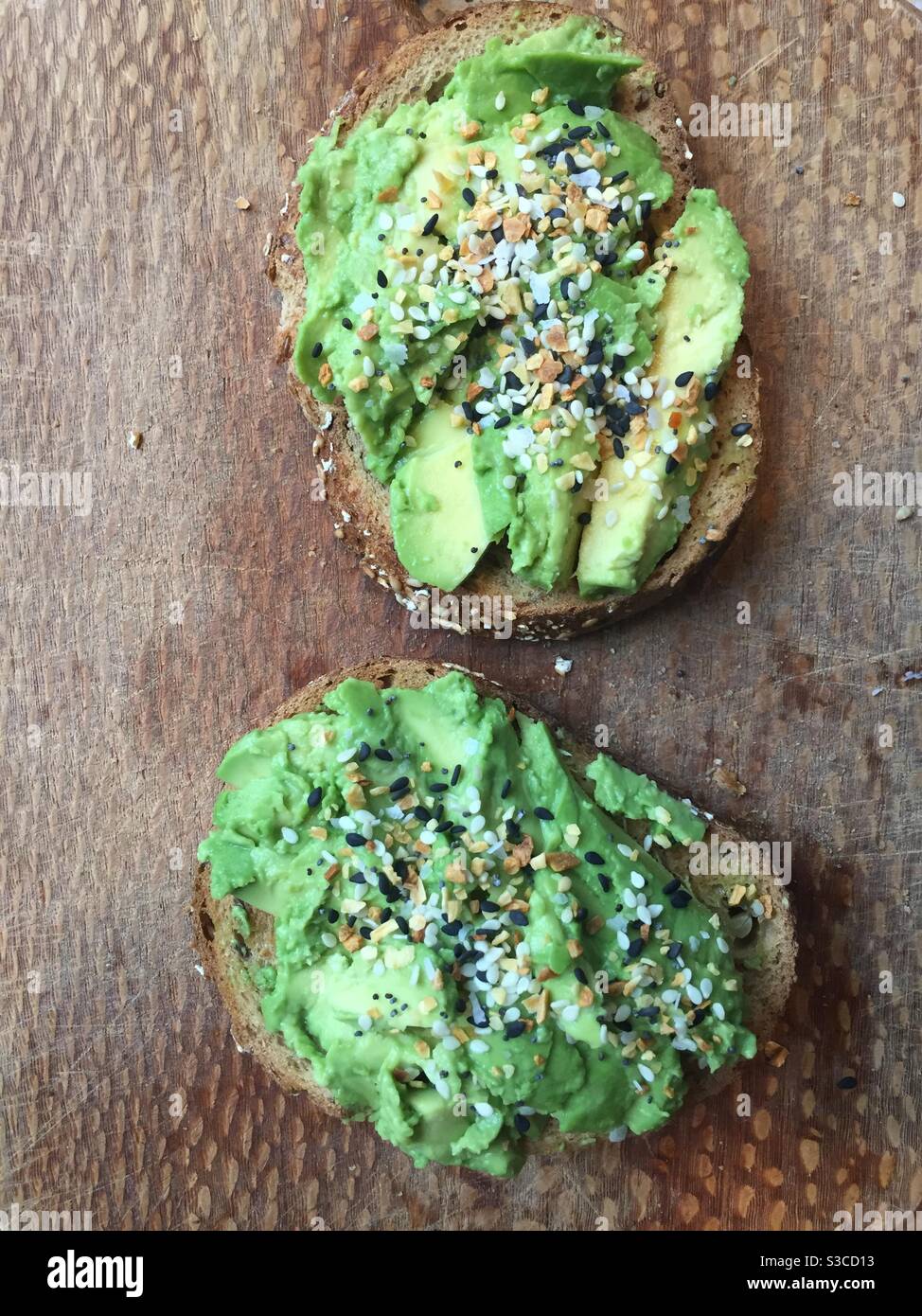 Avocado toast on multigrain bread. - Smartphone Captured Stock Image