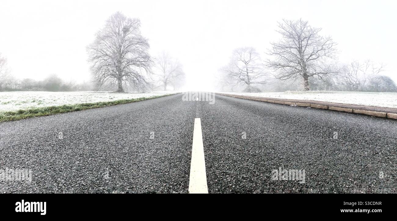 Frost and fog Malvern UK Stock Photo
