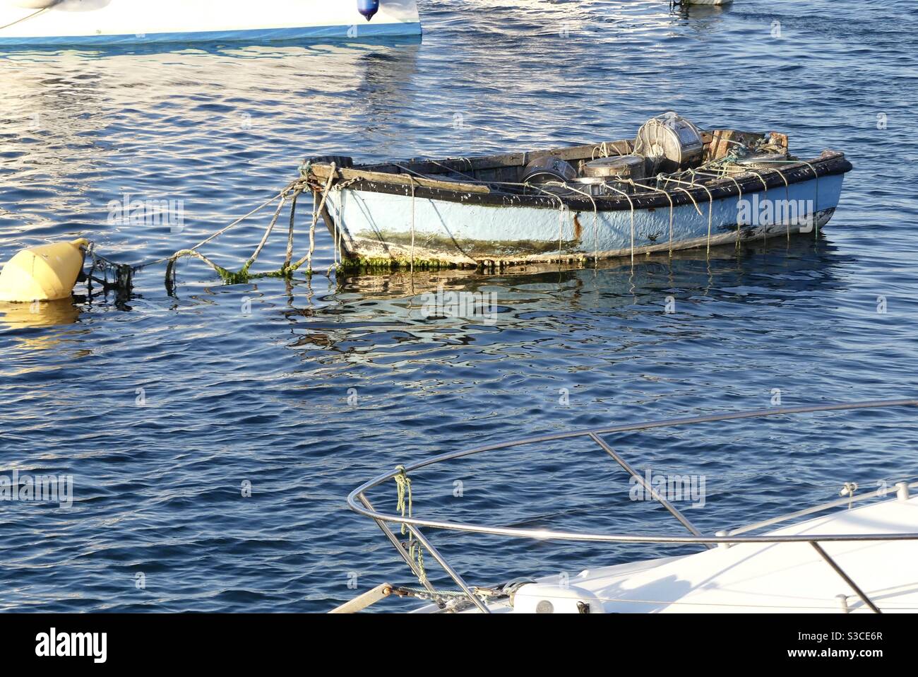 Old boat with algae in Brittany Stock Photo - Alamy