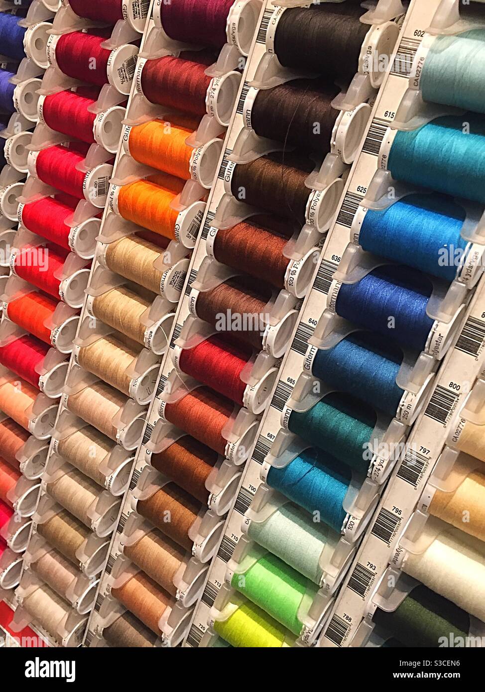 Spools of thread for sale in a retail store, United States Stock Photo Alamy